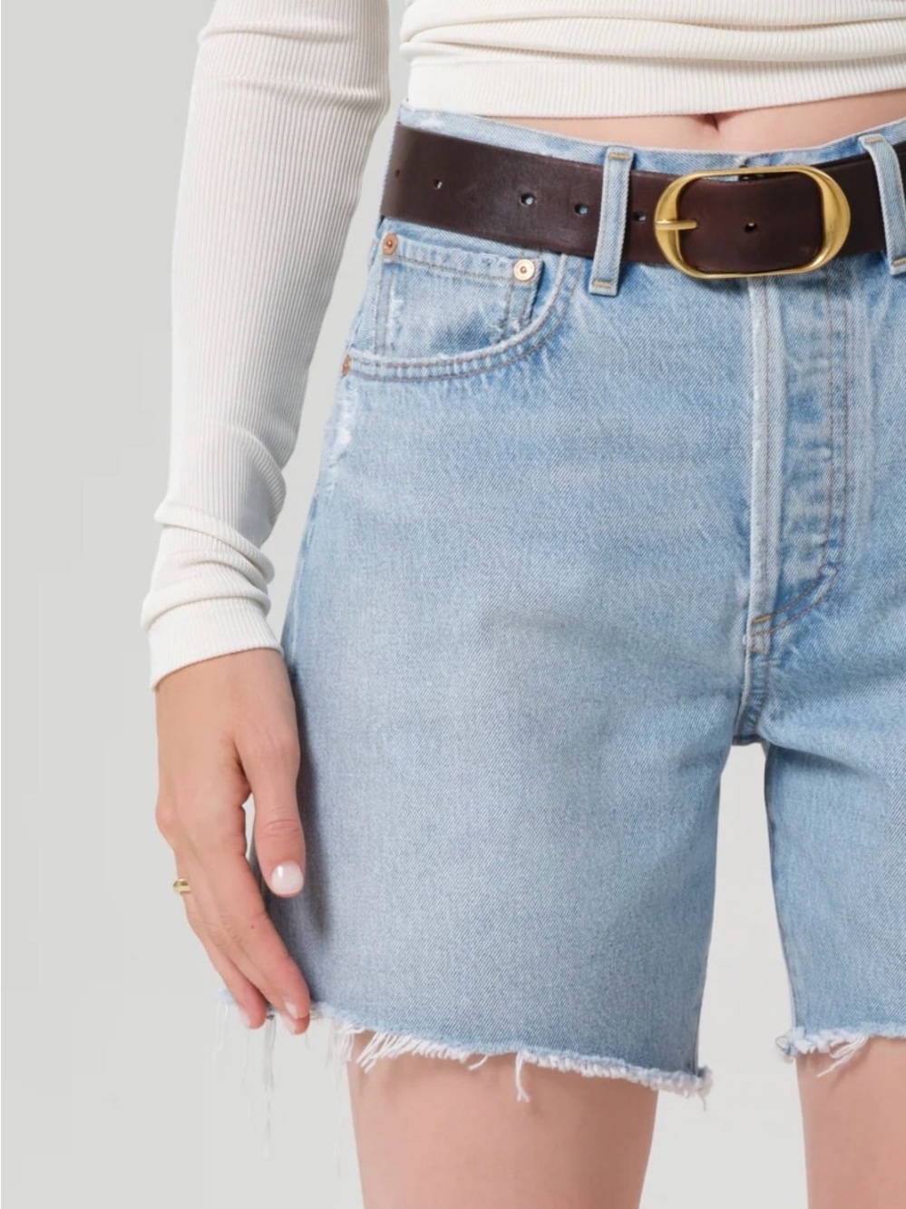 Citizens Of Humanity Light Blue Distressed Denim Cutoff Shorts - Picture 4 of 12